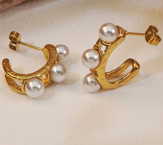 Pearls Hook Earrings