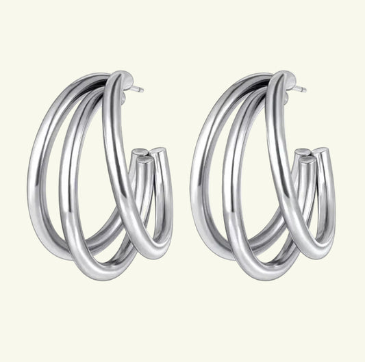Triple Gold Earrings