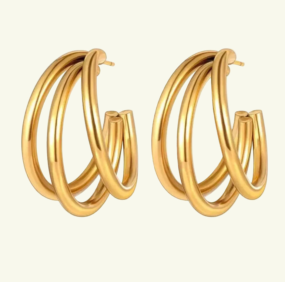 Triple Gold Earrings
