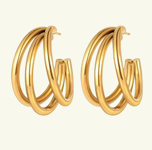 Triple Gold Earrings